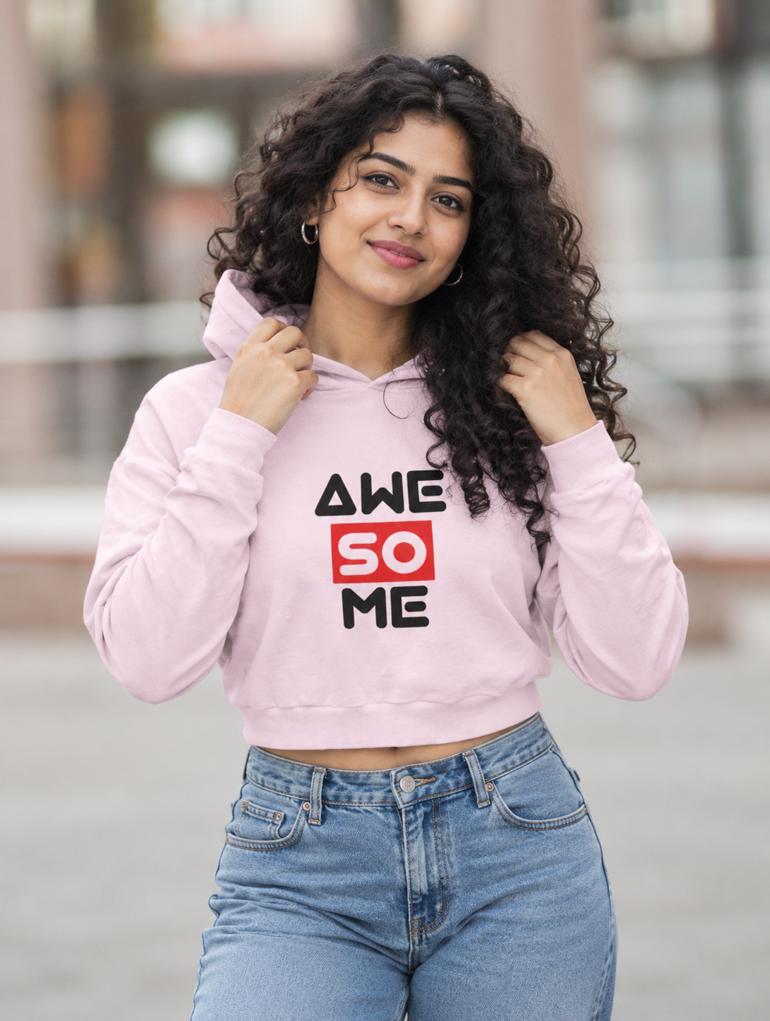 Awesome Female Cropped Hoodie