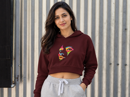 Face Female Cropped Hoodie