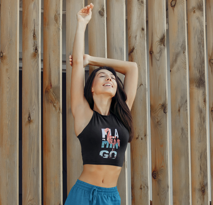 Flamingo Crop Tank Top-Women