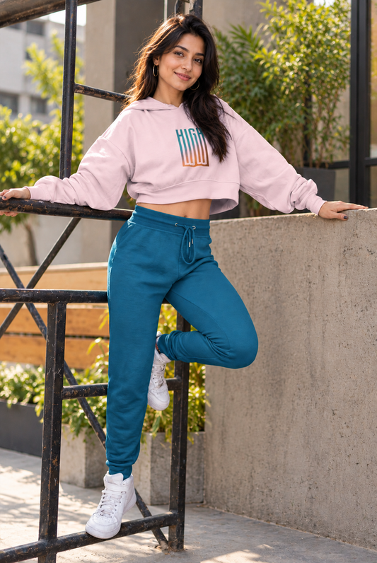 High Low Female Cropped Hoodie