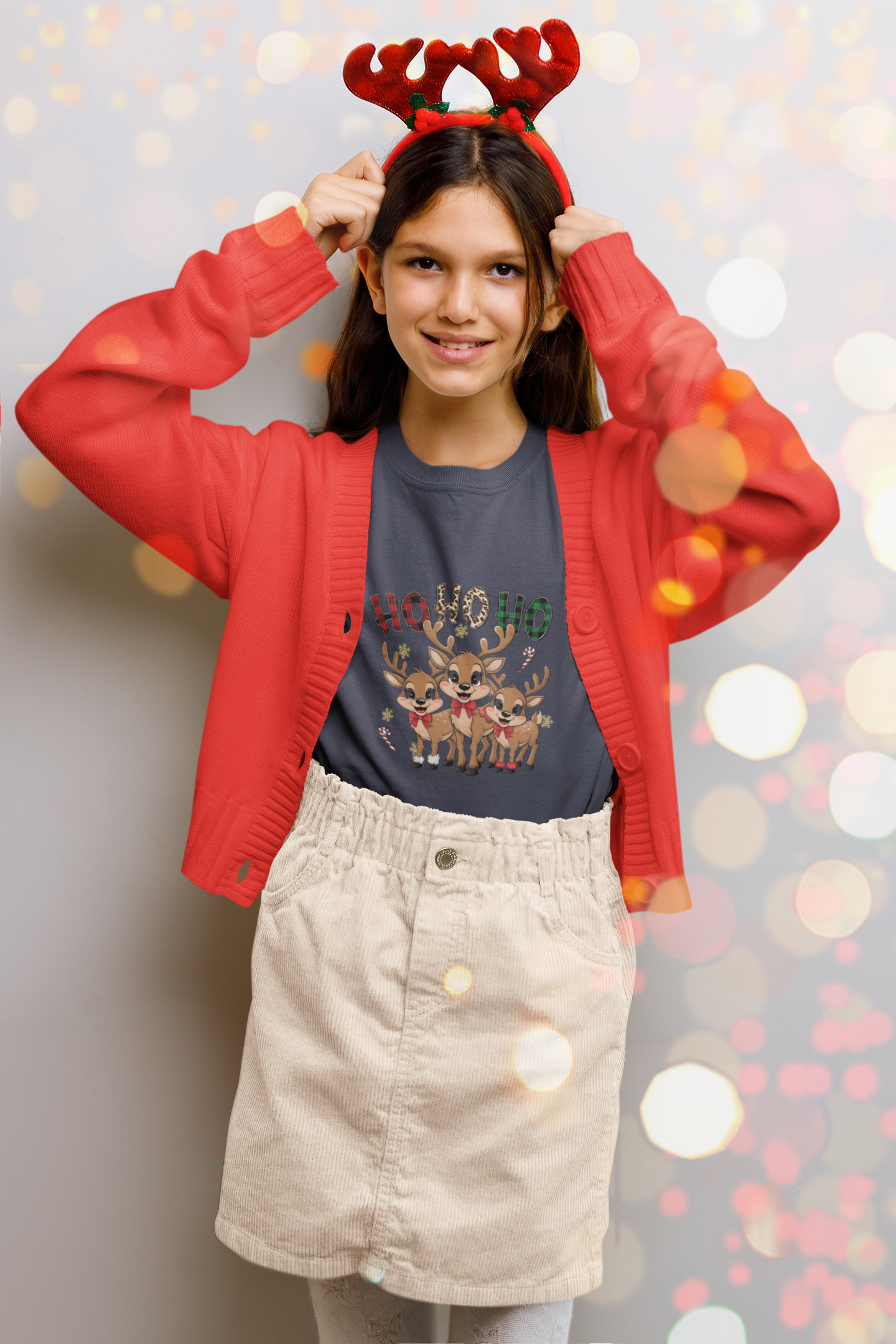 Ho Ho Reindeer Girl's T-Shirt