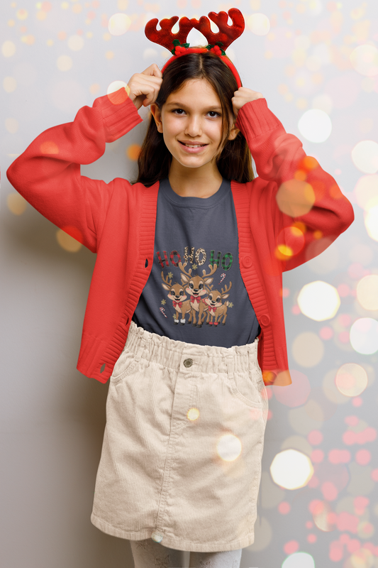 Ho Ho Reindeer Girl's T-Shirt