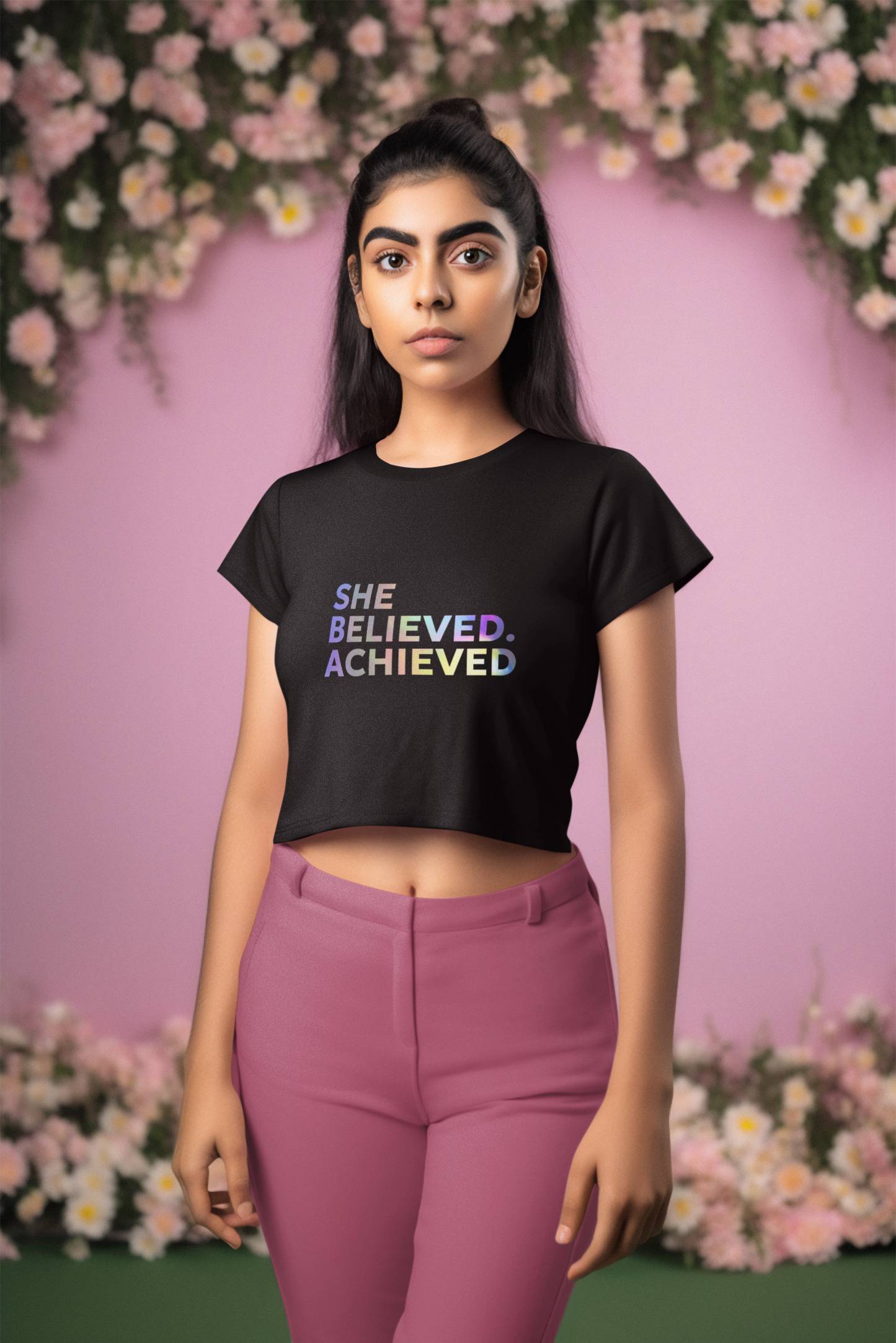 She Believed Crop Top - Women