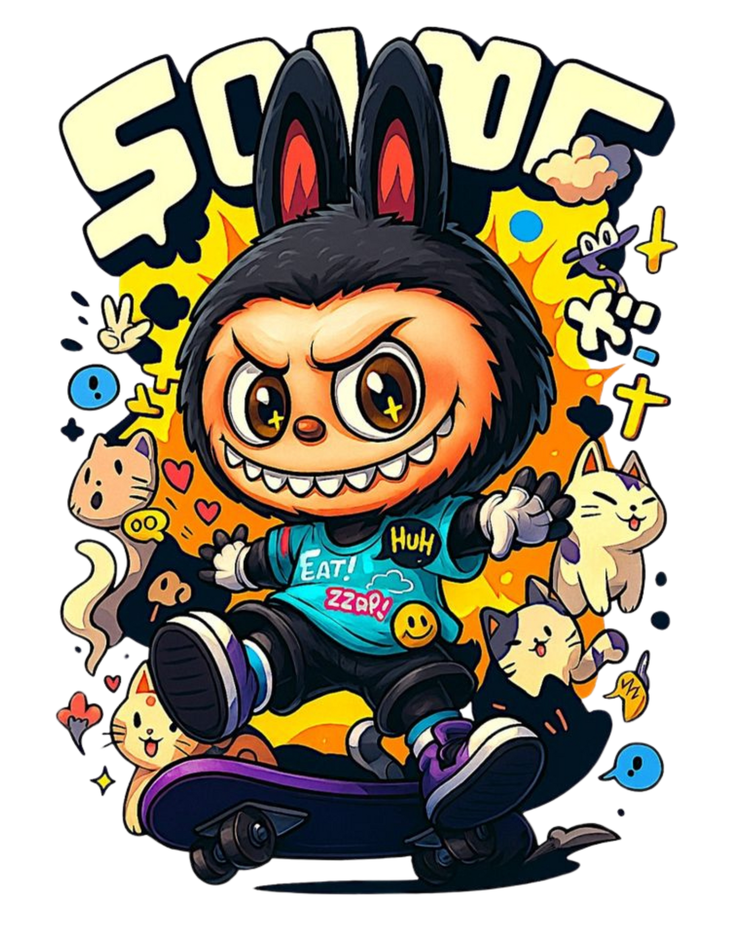 Skate-Board Labubu Oversized T-Shirt - Men