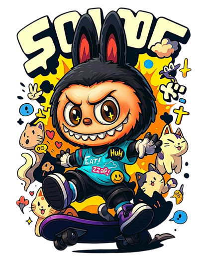 Skate-Board Labubu Oversized T-Shirt - Men