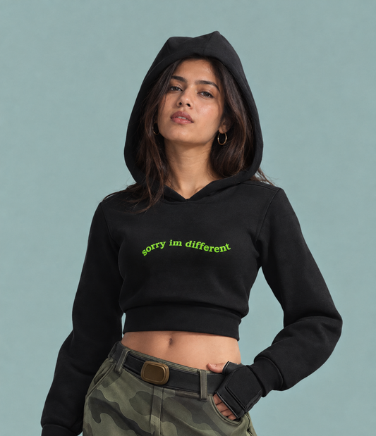Sorry I'm Female Cropped Hoodie