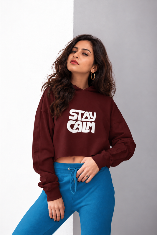 Stay Calm Female Cropped Hoodie