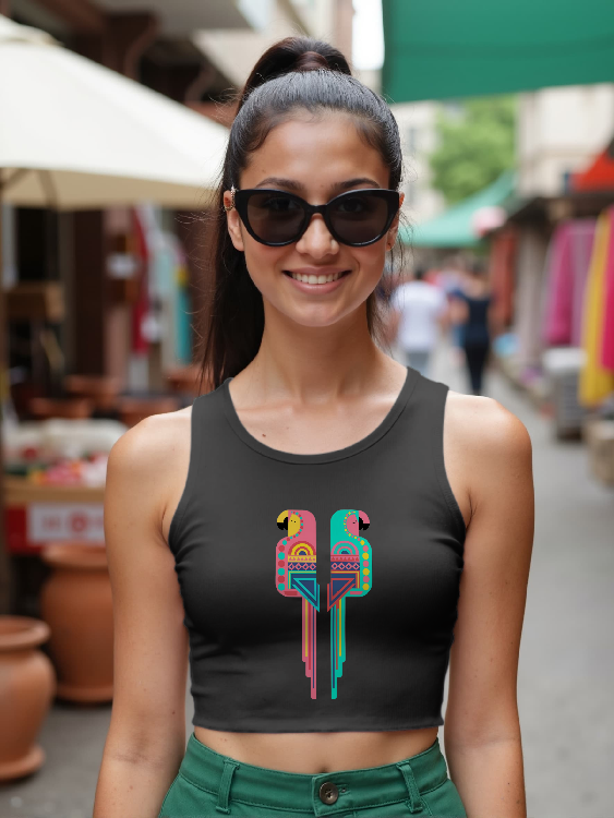 Twin Parrot Crop Tank - Women