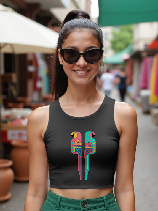 Twin Parrot Crop Tank - Women