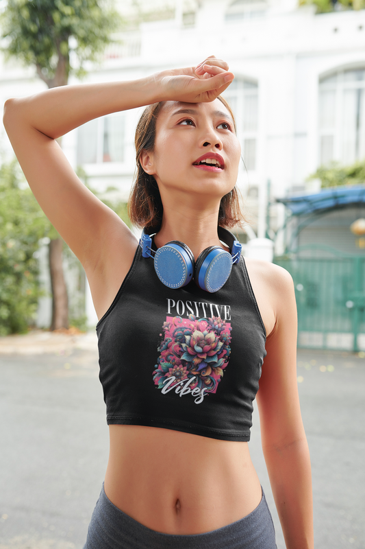 Positive Vibes Crop Tank Top - Women