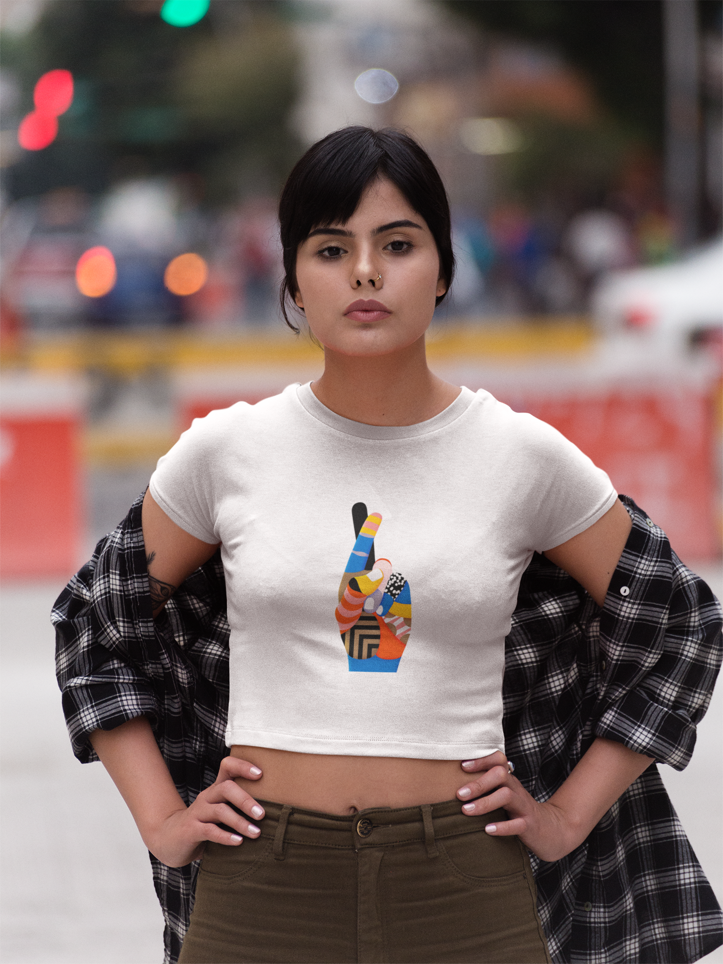 Finger Cross Crop Top - (Women)